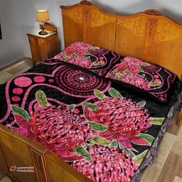 Australia Waratah Quilt Bed Set Telopea Aussie Native Flowers Indigenous Art LT14