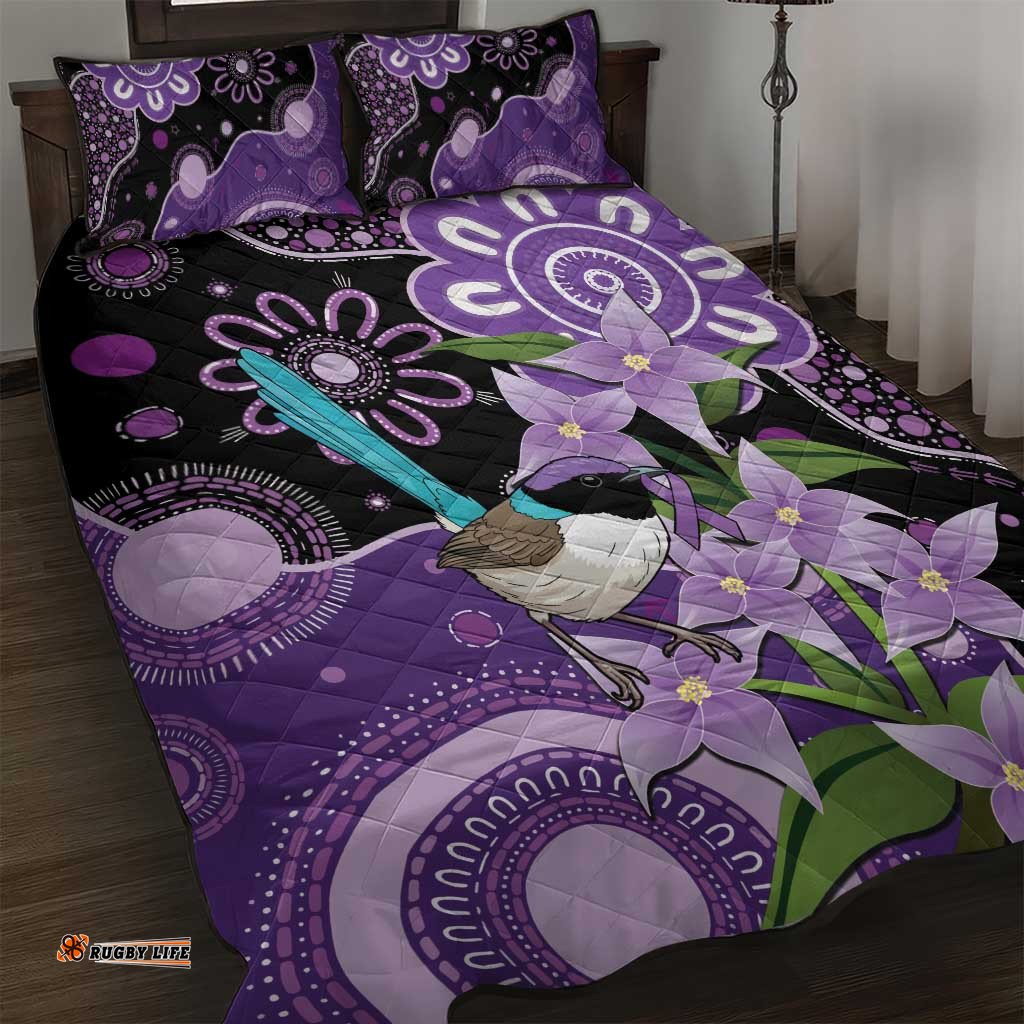 Australia Epilepsy Awareness Quilt Bed Set Purple-crowned Fairywren Boronia Aboriginal LT14