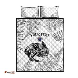 Custom New Zealand Kiwi Football Quilt Bed Set Aotearoa Silver Fern LT14