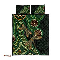 Green Indigenous Dragonfly Australia Quilt Bed Set Aboriginal Art LT14