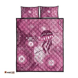 NAIDOC Deadly 50 Years Quilt Bed Set Jellyfish Aboriginal Culture Inspired Pink LT9