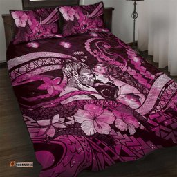 Maori Romantic Valentine Quilt Bed Set The Hongi Kiss Pink Galaxy DT05