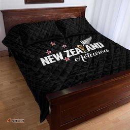 Football New Zealand Quilt Bed Set Aotearoa United Black Version LT01