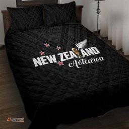 Football New Zealand Quilt Bed Set Aotearoa United Black Version LT01