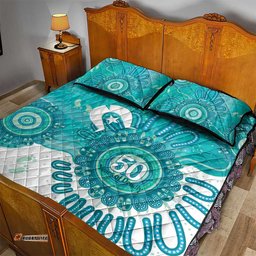 NAIDOC Week 2026 Quilt Bed Set 50 Years Deadly Dhari Cyan Aboriginal Art LT14