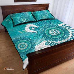 NAIDOC Week 2026 Quilt Bed Set 50 Years Deadly Dhari Cyan Aboriginal Art LT14