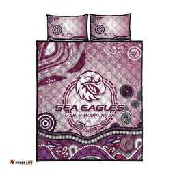 Manly Warringah Sea Eagles Rugby Quilt Bed Set Australian Aboriginal Dot Painting Style TS04