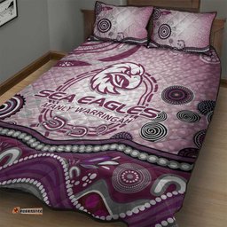 Manly Warringah Sea Eagles Rugby Quilt Bed Set Australian Aboriginal Dot Painting Style TS04