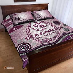 Manly Warringah Sea Eagles Rugby Quilt Bed Set Australian Aboriginal Dot Painting Style TS04