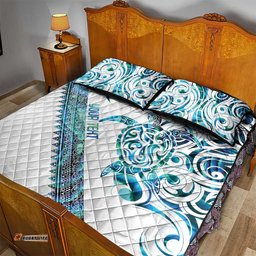 Kahui Whetu Paua shell Kowhaiwhai Taniko Personalised Quilt Bed Set Turtle Tattoo Maori Tribal Style LT9