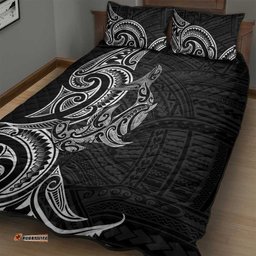 New Zealand Hammerhead Shark Quilt Bed Set Maori Haehae Mangopare Black LT14