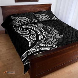 New Zealand Hammerhead Shark Quilt Bed Set Maori Haehae Mangopare Black LT14