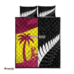 New Zealand and West Indies Cricket Custom Quilt Bed Set Black Cap Windies Together LT14