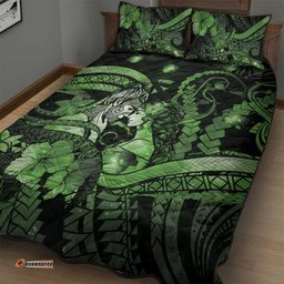 Maori Romantic Valentine Quilt Bed Set The Hongi Kiss Green Galaxy DT05