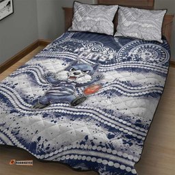 Geelong Navy Quilt Bed Set Playful Cat Kicking Ball DT05