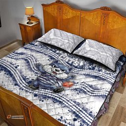 Geelong Navy Quilt Bed Set Playful Cat Kicking Ball DT05