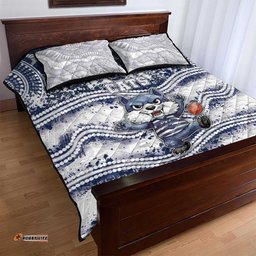 Geelong Navy Quilt Bed Set Playful Cat Kicking Ball DT05