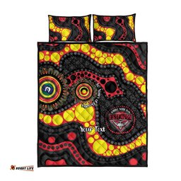 Essendon Bombers NAIDOC Week 2026 Personalised Quilt Bed Set 50 Years of Deadly Aboriginal Art LT14