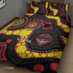 Essendon Bombers NAIDOC Week 2026 Personalised Quilt Bed Set 50 Years of Deadly Aboriginal Art LT14