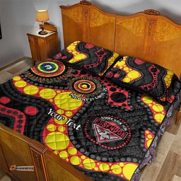 Essendon Bombers NAIDOC Week 2026 Personalised Quilt Bed Set 50 Years of Deadly Aboriginal Art LT14