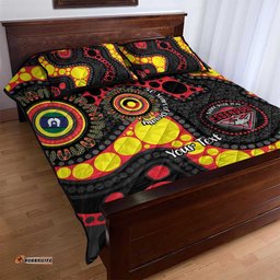 Essendon Bombers NAIDOC Week 2026 Personalised Quilt Bed Set 50 Years of Deadly Aboriginal Art LT14