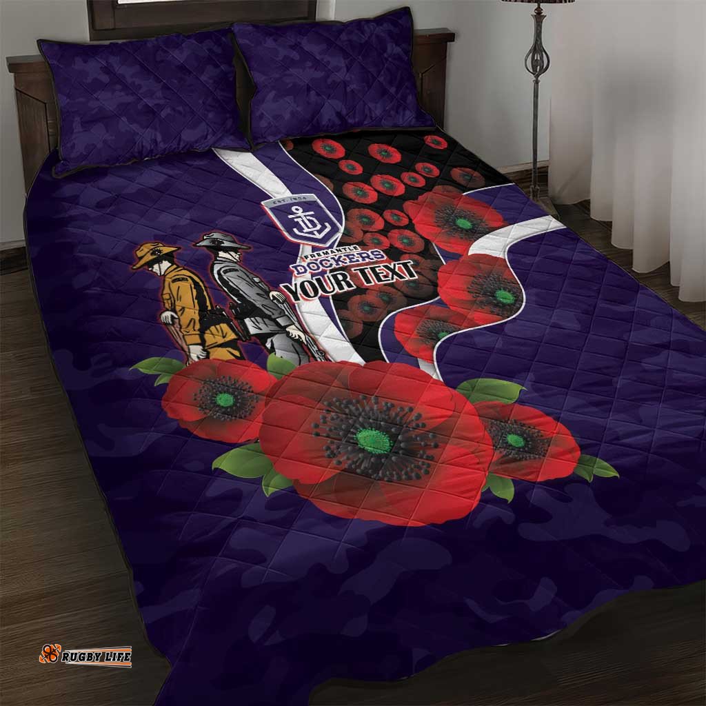 Fremantle Dockers ANZAC Personalised Quilt Bed Set Lest We Forget Poppy Camo LT9