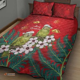 New Zealand Kakapo Christmas Quilt Bed Set Owl Parrot Santa Sliver Fern Manuka - Red LT14