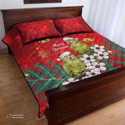 New Zealand Kakapo Christmas Quilt Bed Set Owl Parrot Santa Sliver Fern Manuka - Red LT14