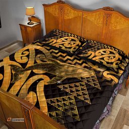 Humpback Whale Matariki New Zealand Quilt Bed Set NZ Maori Paikea Poutama Luxury Gold LT14