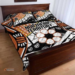 Australian Northern Territory Quilt Bed Set Aboriginal with Sturt's Desert Rose LT9
