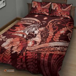 Maori Romantic Valentine Quilt Bed Set The Hongi Kiss Red Galaxy DT05