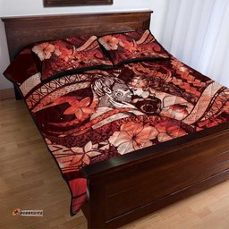 Maori Romantic Valentine Quilt Bed Set The Hongi Kiss Red Galaxy DT05