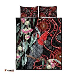 Gang-gang Cockatoo Australia Quilt Bed Set Eucalyptus Blossoms Aboriginal Art LT14