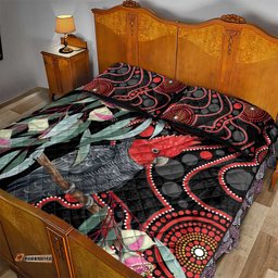 Gang-gang Cockatoo Australia Quilt Bed Set Eucalyptus Blossoms Aboriginal Art LT14