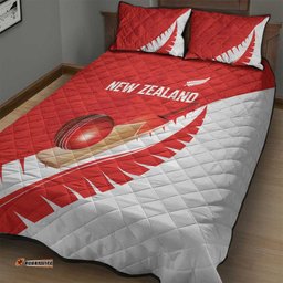 New Zealand Cricket Quilt Bed Set Kiwi Birds Haka Dance Red Fern Sporty Style LT03