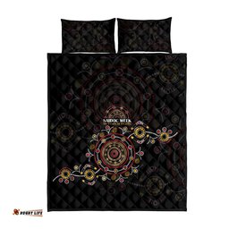 NAIDOC Deadly 50 Years Quilt Bed Set Aboriginal Black Gold Boomerang Art LT9