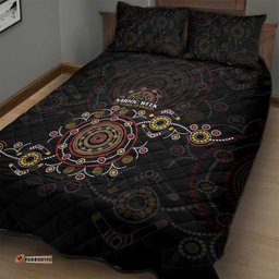 NAIDOC Deadly 50 Years Quilt Bed Set Aboriginal Black Gold Boomerang Art LT9