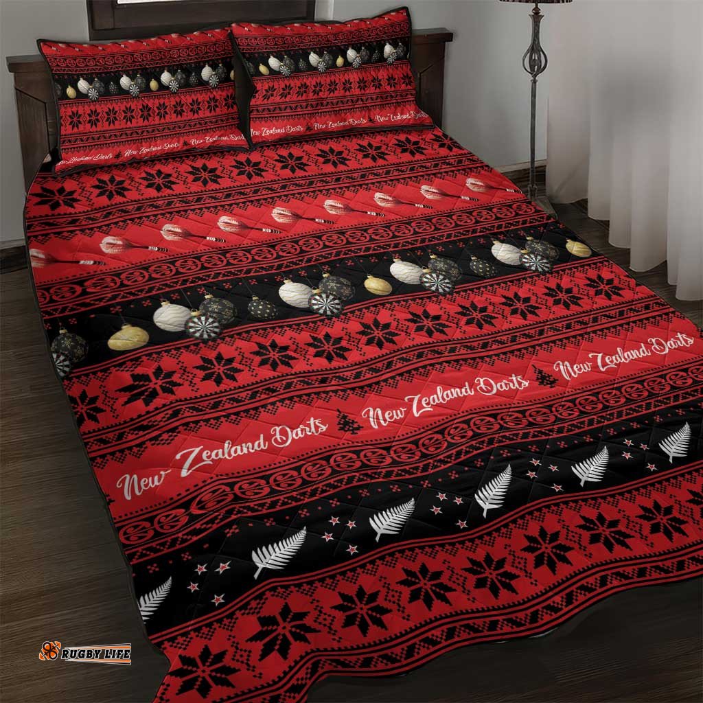 New Zealand Darts Christmas Quilt Bed Set Merry Xmas Aotearoa Maori Red LT14