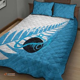New Zealand Lawn Bowls Prostate Cancer Custom Quilt Bed Set Aotearoa Maori Silver Fern Blue Ribbon LT14