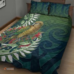 New Zealand Kea Bird Quilt Bed Set With Maori Koru Fern LT05
