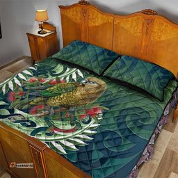 New Zealand Kea Bird Quilt Bed Set With Maori Koru Fern LT05