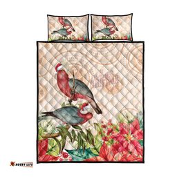Merry Christmas Aussie Aboriginal Quilt Bed Set Rosebreasted Cockatoo Pastel LT7