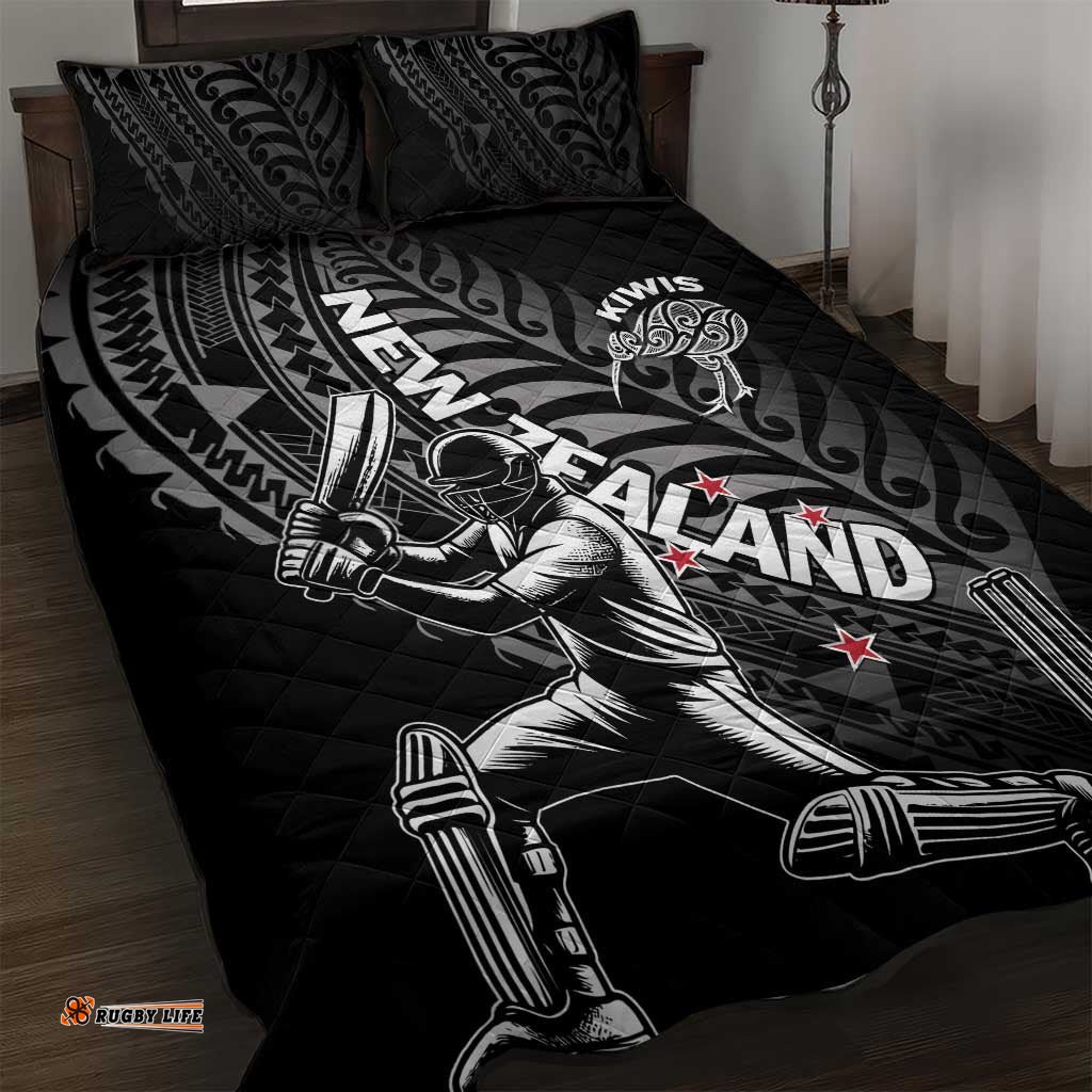 New Zealand Cricket Quilt Bed Set Maori Kiwi Black Fern LT01
