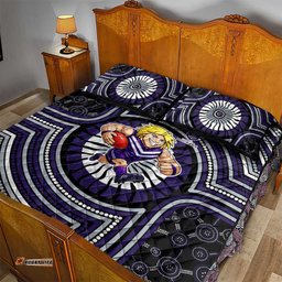 Fremantle Dockers Quilt Bed Set Indigenous Monochrome Dot Art Mascot Style TS04