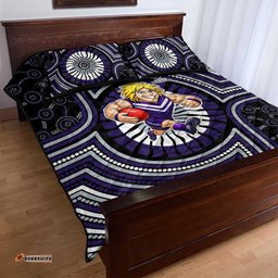 Fremantle Dockers Quilt Bed Set Indigenous Monochrome Dot Art Mascot Style TS04
