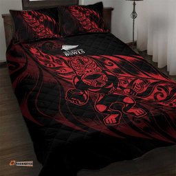 New Zealand Lawn Bowls Quilt Bed Set Red Maori Warrior Tribal Silver Fern LT9