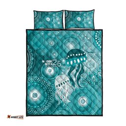 NAIDOC Deadly 50 Years Quilt Bed Set Jellyfish Aboriginal Culture Inspired Turquoise LT9