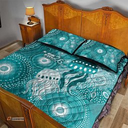 NAIDOC Deadly 50 Years Quilt Bed Set Jellyfish Aboriginal Culture Inspired Turquoise LT9