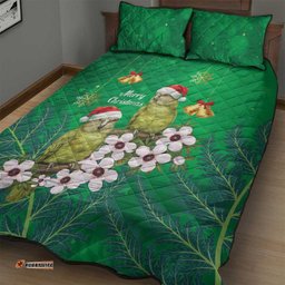 New Zealand Kakapo Christmas Quilt Bed Set Owl Parrot Santa Sliver Fern Manuka - Green LT14