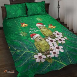 New Zealand Kakapo Christmas Quilt Bed Set Owl Parrot Santa Sliver Fern Manuka - Green LT14